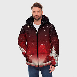 Куртка зимняя мужская Зимний берег реки с деревьями и льдом, цвет: 3D-черный — фото 2