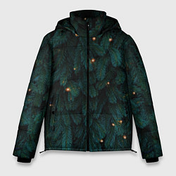 Куртка зимняя мужская Ёлка и гирлянды, цвет: 3D-светло-серый