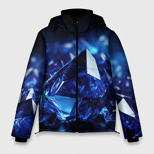 Мужская зимняя куртка Синие прозрачные алмазы / 3D-Светло-серый – фото 1