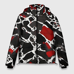Куртка зимняя мужская Кляксы чёрные и красные, цвет: 3D-красный