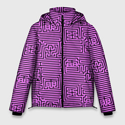 Куртка зимняя мужская Лабиринт с иероглифами на сиреневом, цвет: 3D-черный
