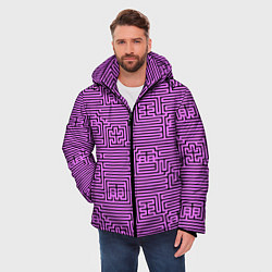 Куртка зимняя мужская Лабиринт с иероглифами на сиреневом, цвет: 3D-светло-серый — фото 2