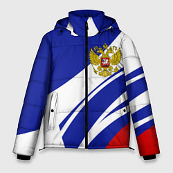 Мужская зимняя куртка Герб России на абстрактных полосах
