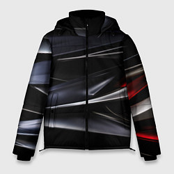 Куртка зимняя мужская Black red abstract, цвет: 3D-красный