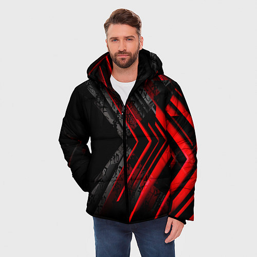 Мужская зимняя куртка Японский стиль и стрелки / 3D-Красный – фото 3