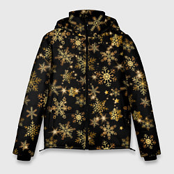 Куртка зимняя мужская Россыпи золотых снежинок, цвет: 3D-черный