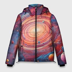 Куртка зимняя мужская Галактика в спирали, цвет: 3D-черный