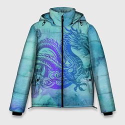 Куртка зимняя мужская Бирюзовый дракон узор, цвет: 3D-светло-серый