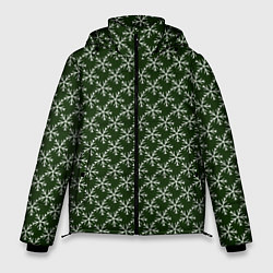 Мужская зимняя куртка Паттерн снежинки тёмно-зелёный
