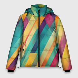 Куртка зимняя мужская Цветные диагональные полосы, цвет: 3D-светло-серый