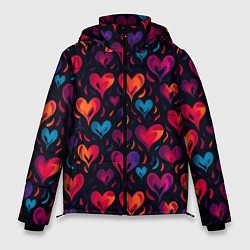 Куртка зимняя мужская Паттерн с сердцами, цвет: 3D-светло-серый