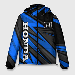 Куртка зимняя мужская Honda motors - синяя спортивная абстракция, цвет: 3D-черный
