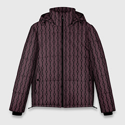 Куртка зимняя мужская Чёрный узор на тёмно-красном, цвет: 3D-светло-серый