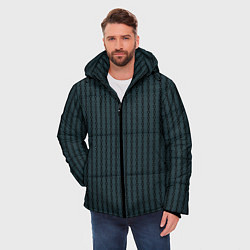 Куртка зимняя мужская Полосы цепочки серо-зелёный, цвет: 3D-черный — фото 2