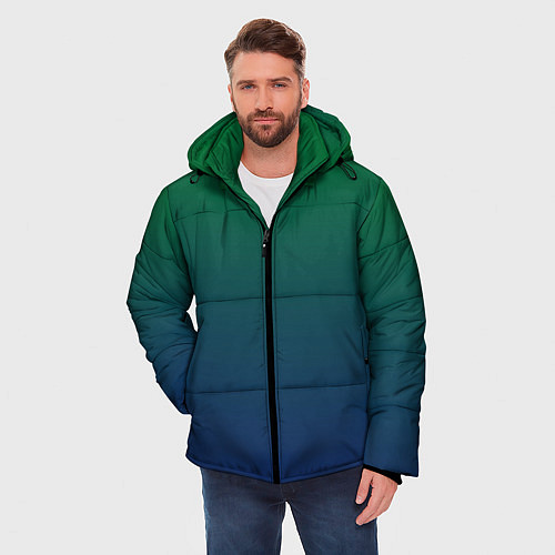 Мужская зимняя куртка Темно-зеленый и синий градиент / 3D-Красный – фото 3