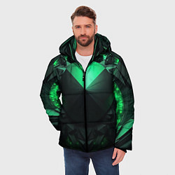 Куртка зимняя мужская Зеленая абстракция зеленая, цвет: 3D-красный — фото 2