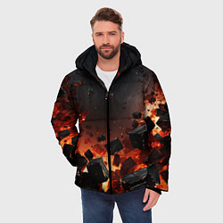 Куртка зимняя мужская Взрыв плит и огонь, цвет: 3D-черный — фото 2