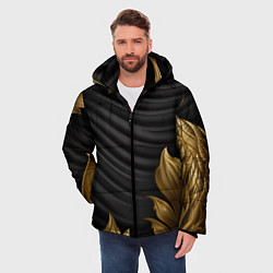 Куртка зимняя мужская Узоры золотые на черном фоне, цвет: 3D-черный — фото 2
