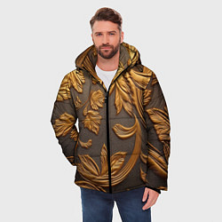 Куртка зимняя мужская Лепнина золотые узоры на черном, цвет: 3D-красный — фото 2