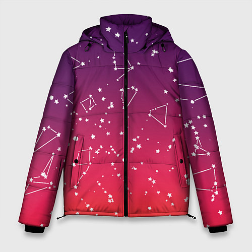 Мужская зимняя куртка Созвездия в розовом небе / 3D-Светло-серый – фото 1