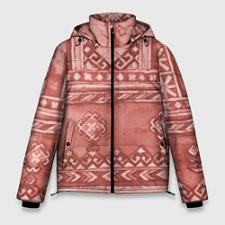 Куртка зимняя мужская Красный славянский орнамент, цвет: 3D-черный