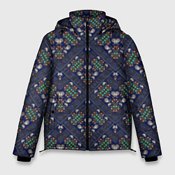 Куртка зимняя мужская Узорчатые ромбы, цвет: 3D-светло-серый