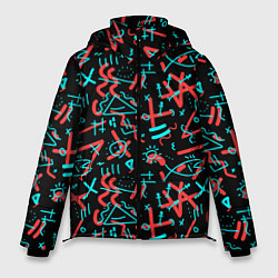 Куртка зимняя мужская Цветные геометрические каракули, цвет: 3D-красный