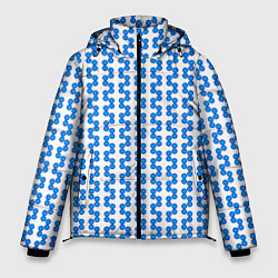 Куртка зимняя мужская Синие кружки патерн, цвет: 3D-черный