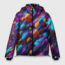 Куртка зимняя мужская Полёт цветных частиц - нейросеть, цвет: 3D-светло-серый