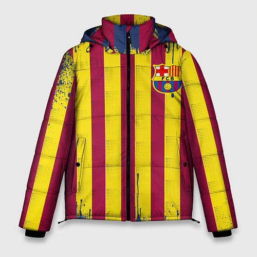 Мужская зимняя куртка Полосатые цвета футбольного клуба Барселона / 3D-Светло-серый – фото 1