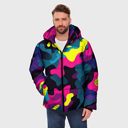 Куртка зимняя мужская Кислотная яркая абстракция в камуфляжном стиле, цвет: 3D-светло-серый — фото 2