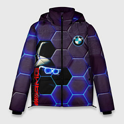 Куртка зимняя мужская BMW неоновые соты, цвет: 3D-светло-серый