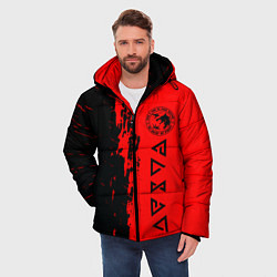 Куртка зимняя мужская Ведьмак краска абстракция, цвет: 3D-красный — фото 2