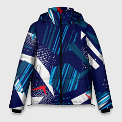 Куртка зимняя мужская Графические зигзаги, цвет: 3D-светло-серый