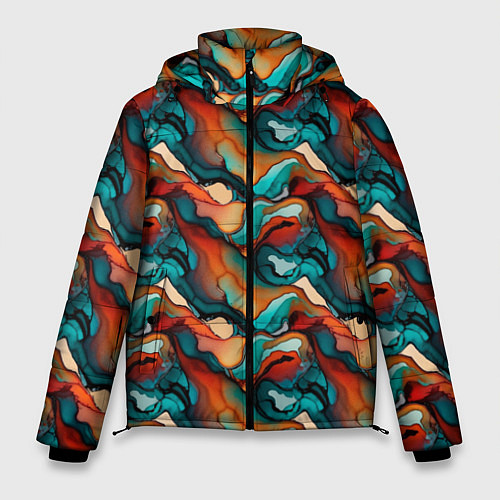 Мужская зимняя куртка Абстрактная картинка с цветными волнами / 3D-Светло-серый – фото 1