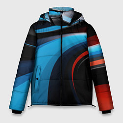 Куртка зимняя мужская Черные и синии волны спортивный стиль, цвет: 3D-черный