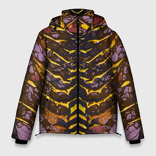 Мужская зимняя куртка Жёлтые полосы и камень / 3D-Светло-серый – фото 1