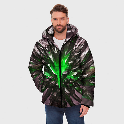 Мужская зимняя куртка Драгоценный камень зелёный / 3D-Красный – фото 3