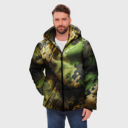 Куртка зимняя мужская Реалистичный камуфляж на ткани, цвет: 3D-черный — фото 2