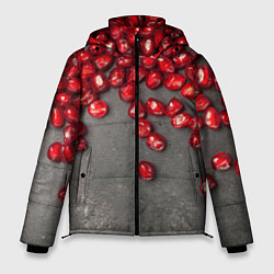 Куртка зимняя мужская Гранат зёрна граната на сером, цвет: 3D-светло-серый