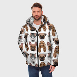 Куртка зимняя мужская Текстура собак, цвет: 3D-черный — фото 2