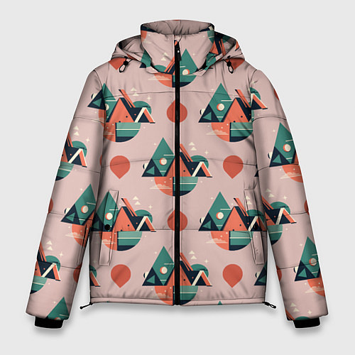 Мужская зимняя куртка Абстракция, треугольник / 3D-Светло-серый – фото 1