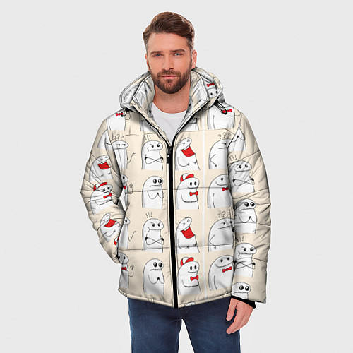 Мужская зимняя куртка Смешные мемы паттерн / 3D-Красный – фото 3