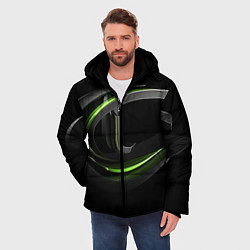 Куртка зимняя мужская Современный зеленая эмблема, цвет: 3D-черный — фото 2