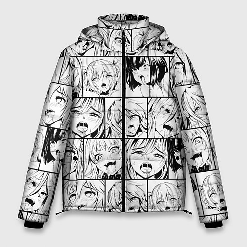 Мужская зимняя куртка Ahegao pattern / 3D-Светло-серый – фото 1