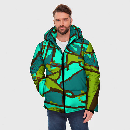 Мужская зимняя куртка Цветная геометрия / 3D-Светло-серый – фото 3