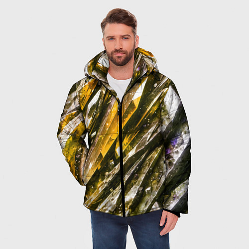 Мужская зимняя куртка Драгоценные кристаллы жёлтые / 3D-Красный – фото 3