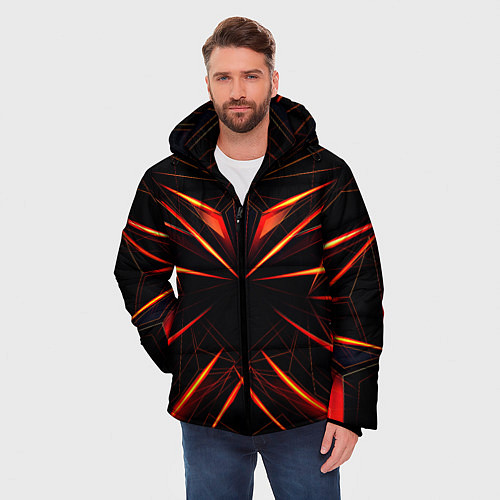 Мужская зимняя куртка Оранжевый хрусталь / 3D-Светло-серый – фото 3