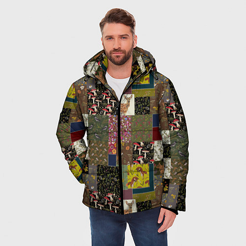 Мужская зимняя куртка Пэчворк лесной / 3D-Красный – фото 3