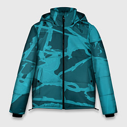 Куртка зимняя мужская Изумрудно-бирюзовая графика, цвет: 3D-черный